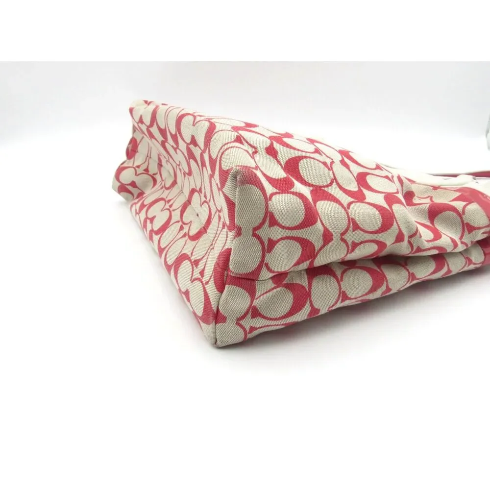 EUC Coach Signature Stripe Tote Bag Style 29426 – Khaki/Red - Picture 3 of 7